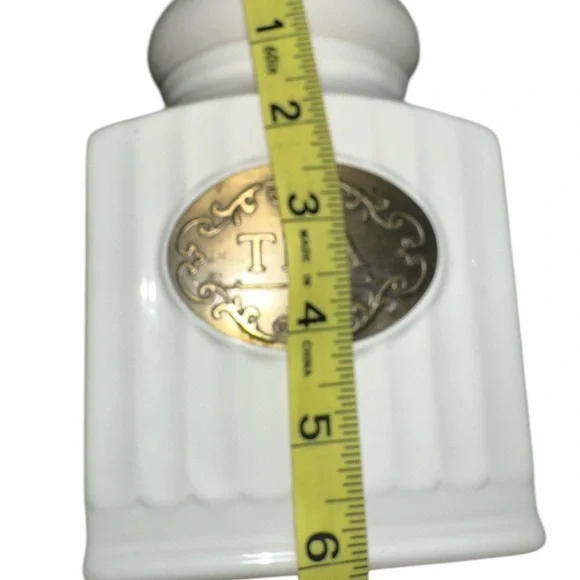 White Ceramic Sugar and Tea Canister Set - Picture 5 of 6